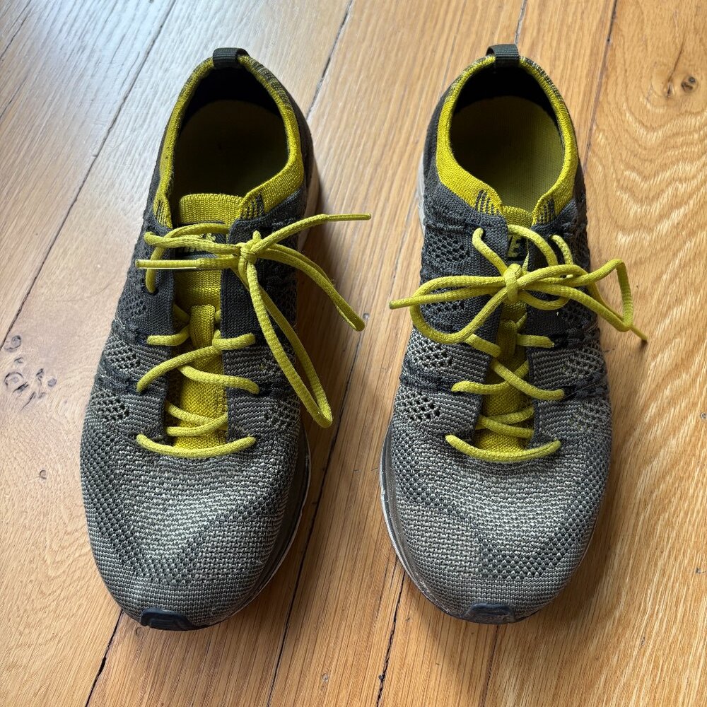 Nike Flyknit Trainer Cargo Khaki Bright Citron Size 7W, 5.5M